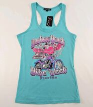 Daytona Beach 2022 Bike Week Tank Top Sz L Aqua Sky Miami Style Motorcyc... - $14.88
