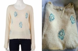 Lauren Conrad Sweater Intarsia Chic Eyelash Bloom Gardenia Shabby Flower... - £23.51 GBP