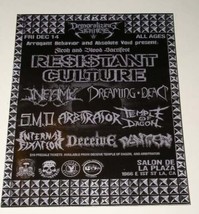 Resistant Culture Concert Promo Card Vintage 2012 L.A. Demoralizing Sick... - £15.65 GBP