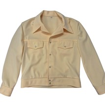 Vtg 70s Mens Yellow Haggar Leisure Jacket Sz 42 Big Collar Textured Poly... - $74.25