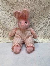 Pink Easter Bunny Rabbit Stuffed Animal Plush Soft w/Pink-White Striped Pajamas - £6.46 GBP