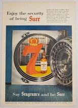 1955 Print Ad Seagram&#39;s 7 Crown Blended Whiskey in Bank Vault Safe - £9.61 GBP