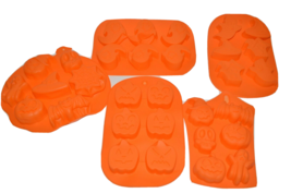 Silicone Baking Molds Halloween Pumpkin Skull Ghost Chocolate Mold Kitchen Lot - £24.30 GBP