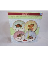 Oneida Reindeer Holiday Lot of 4 Plates 8 1/4 inches  Salad Dessert 4 Pa... - $29.69