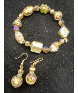 Premier Designs Earrings and Bracelet Lot 3D Flower Work Within The Beads - £15.73 GBP