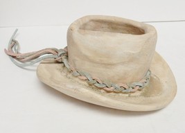 VTG Comanche Pottery Western Cowboy Hat Vase Ceramic Clay Rawhide Braid Decor - £29.39 GBP