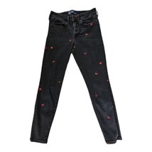 Gap High Rise Universal Legging Jeans Black Red Floral Embroidery 6/28 R... - £13.86 GBP