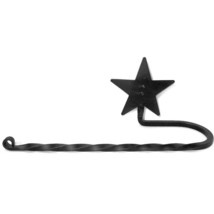 Twisted Wrought Iron Towel Bar With Star - Satin Black Solid Metal - £21.55 GBP