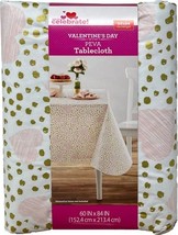 Celebrate Vinyl Tablecloth Valentines Pink Hearts60x84 - $15.79