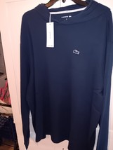 LACOSTE MEN&#39;S NAVY BLUE RIBBED COTTON FABRIC L/S SLEEPWEAR HOODIE XXL $8... - €34,10 EUR