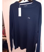 LACOSTE MEN&#39;S NAVY BLUE RIBBED COTTON FABRIC L/S SLEEPWEAR HOODIE XXL $8... - €34,13 EUR