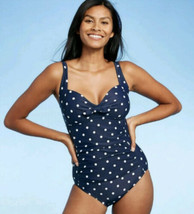 Kona Sol One Piece Swimsuit Bathing Suit Blue White Polka Dots NEW S 4/6 - £19.76 GBP