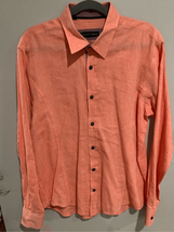 Michael David Linen Button Down Dress Shirt--Salmon Pink L/S Mens EUC XL... - $8.79