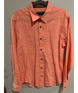 Michael David Linen Button Down Dress Shirt--Salmon Pink L/S Mens EUC XL... - £6.91 GBP