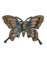 MONET Signed Vintage Butterfly Brooch Pin Plique a Jour Enamel Rhineston... - €11,99 EUR