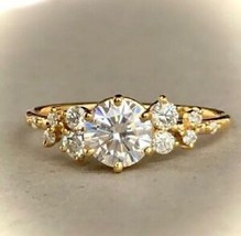 14K Yellow Gold FN 2.50CT Round Cut Diamond Lab-Created Engagement Wedding Ring - £58.82 GBP