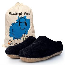 Cozy Slip-On Slippers Sheepskin Wool Handmade Winter Slippers House Blac... - £37.23 GBP+