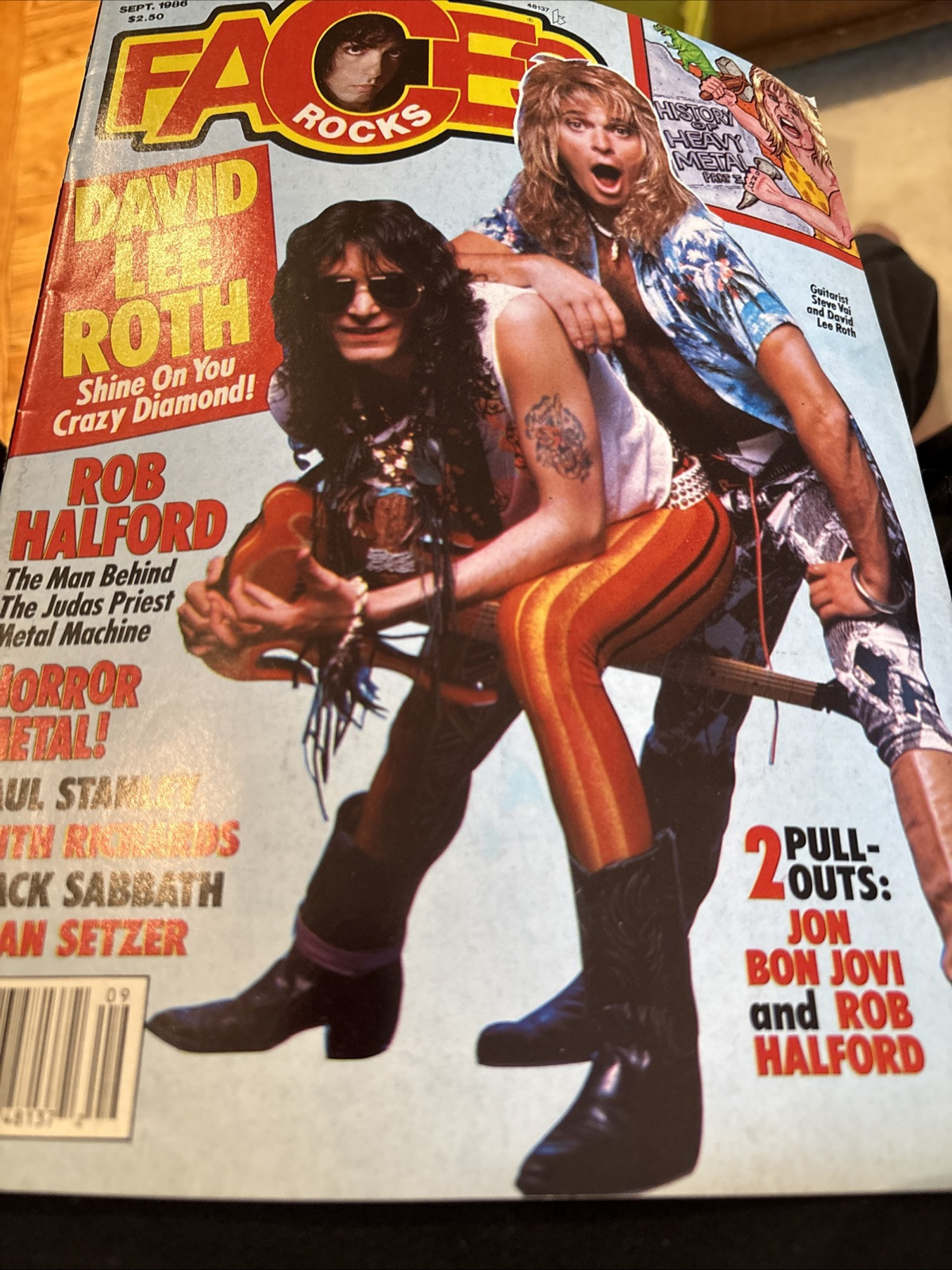 Sept 86 Rock Faces Magazine  David Lee Roth Rob Halford  Bon Jovi Poster... - $24.74