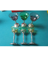 Glasses 6 Silver Plated Stems Colored Glass Goblets Chalice - £97.78 GBP