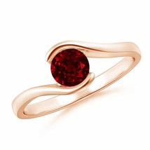 ANGARA Semi Bezel-Set Solitaire Round Ruby Bypass Ring for Women in 14K Gold - £1,849.99 GBP