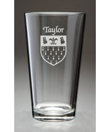 Taylor Irish Coat of Arms Pint Glasses - Set of 4 (Sand Etched) - $66.64