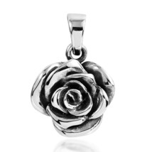 Vintage Beautiful Blooming Rose .925 Sterling Silver Flower Pendant - £22.87 GBP