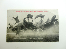 Antique 1917 Postcard Nebraska Funny Car Auto Crash Accident Sutherland - £7.03 GBP