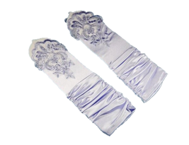 Bridal Prom Costume Adult Satin Fingerless Gloves Lavender Elbow Length Party - £10.09 GBP