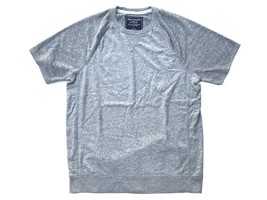 Abercrombie Fitch AF Mens M Heather Gray Fleece Short Raglan Sleeve Crew T-Shirt - £18.66 GBP