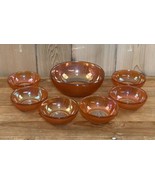 Set Of 7 ~ Imperial Glass Carnival Glass Marigold Bowls Across Orange Cr... - £18.45 GBP