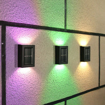 4X Colorful Solar 2Led Fence Lamp Waterproof Outdoor Garden Path Wall Deck Light - £31.16 GBP