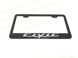 3D CIVIC Emblem Badge Black Powder Coated Metal Steel License Plate Fram... - $23.13