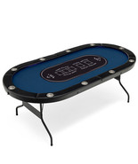 Foldable 10-Player Poker Table with LED Lights and USB Ports Ideal for T... - £456.12 GBP