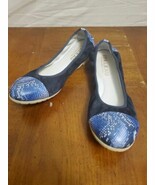Italeau Stella Ballet Flats Blue Suede Snake Waterproof Suede Size 8 US ... - $45.77
