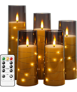 Flameless LED Candles with Timer 5 Pc Flickering Flameless Candles for R... - $53.13 CAD