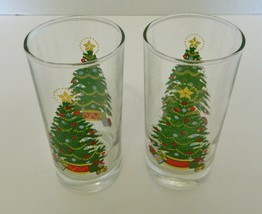 Home Interiors Homco Christmas Tree Drinking Glasses 12 fl oz USA Lot of Two - £13.12 GBP