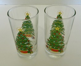 Home Interiors Homco Christmas Tree Drinking Glasses 12 fl oz USA Lot of Two - $16.71