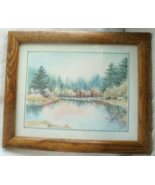 Water Color Signed By Owen Wexler Framed Painting Print Forest Lake Art ... - £13.91 GBP