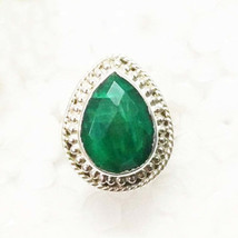 Gorgeous Natural Indian Emerald Gemstone Ring, Birthstone Ring, 925 Sterling Sil - £22.52 GBP