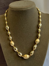 Vtg Crown Trifari Necklace 17.5&quot; Costume Jewelry Hand Knotted Golden Beaded - £31.34 GBP