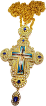 18K Gold Plated Pectoral Cross Multi Zircons Crystallized Elements Christian Pri - $179.60