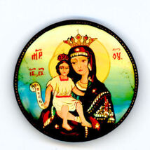Russian Handpainted Brooches of Religous Saints_brooch_03, Mary with Child - $11.82