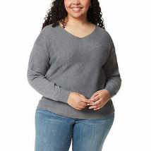 Ella Moss Ladies&#39; Ribbed V-Neck Sweater Color: Charcoal Heather(grey), Size: XL - £23.59 GBP