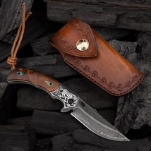 NEWOOTZ Handmade VG 10 Core Damascus Steel Rosewood and Abalone Handle Knife - £108.28 GBP