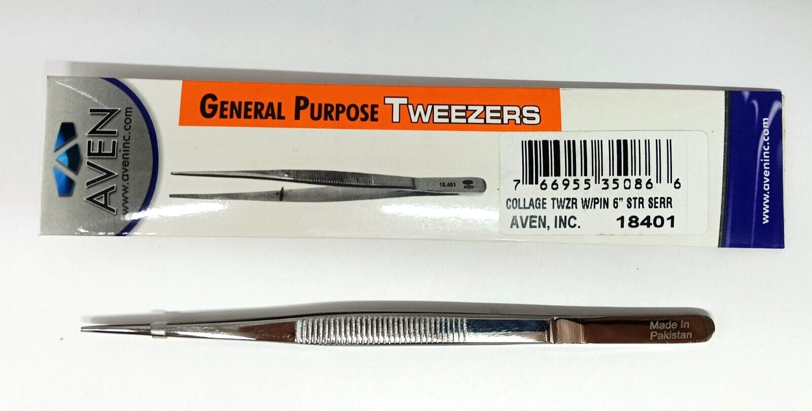 Aven General Purpose Tweezers Collage W/Pin 6&#39;&#39; STR Serr 18401 - $5.99