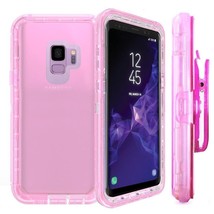 For Samsung S9 Transparent Heavy Duty Case w/ Clip PINK - £4.52 GBP