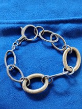 925 Sterling Silver 8 In Two Tone Chain Link Bracelet Free Shipping  - $44.99