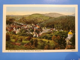 Vtg Linen Postcard Birds Eye View Of Montpelier, Vermont, State Capitol - £3.53 GBP