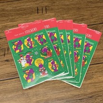 Vintage 90&#39;s Barney Christmas Stickers 1993 New Sealed Lot of 6 Packs CV JD - £23.67 GBP
