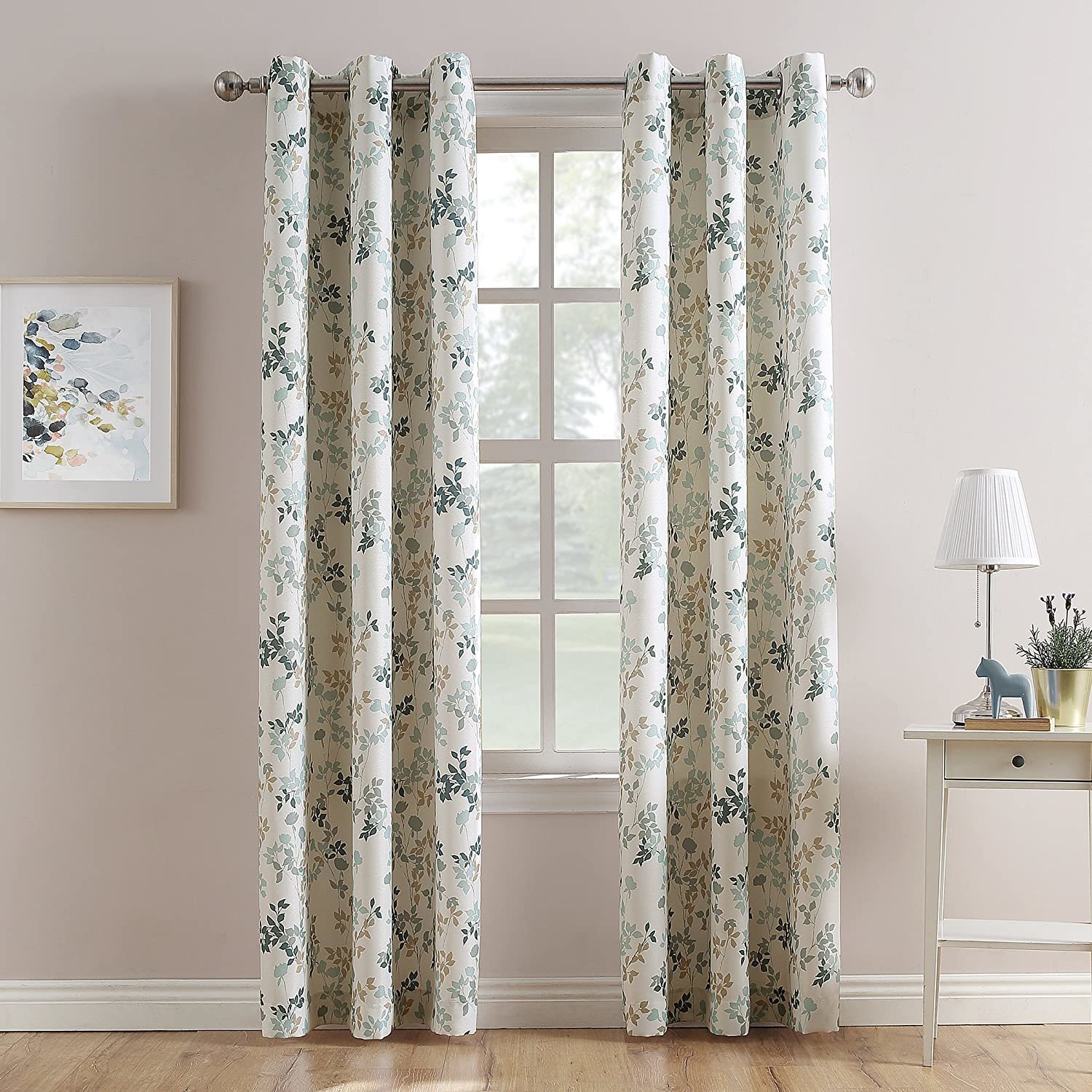 Primary image for No. 918 Harbor 48" X 84" Marra Floral Print Semi-Sheer Grommet Curtain Panel.